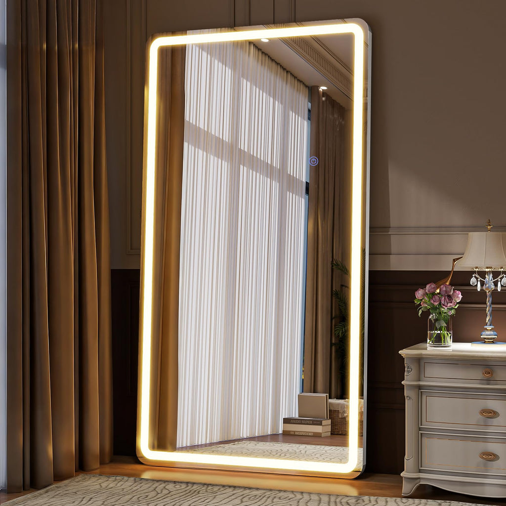 76"x34" Large LED Full Length Mirror with Dimmable Lights