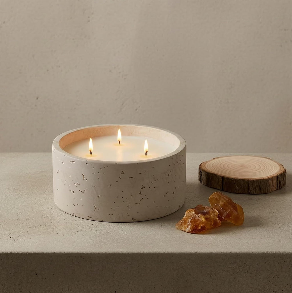 3-Wick Scented Candle-Amber & Musk & Vanilla,Soy Coconut Wax Blend Candle with Acacia Wood Lid,21oz Large - Set of 21