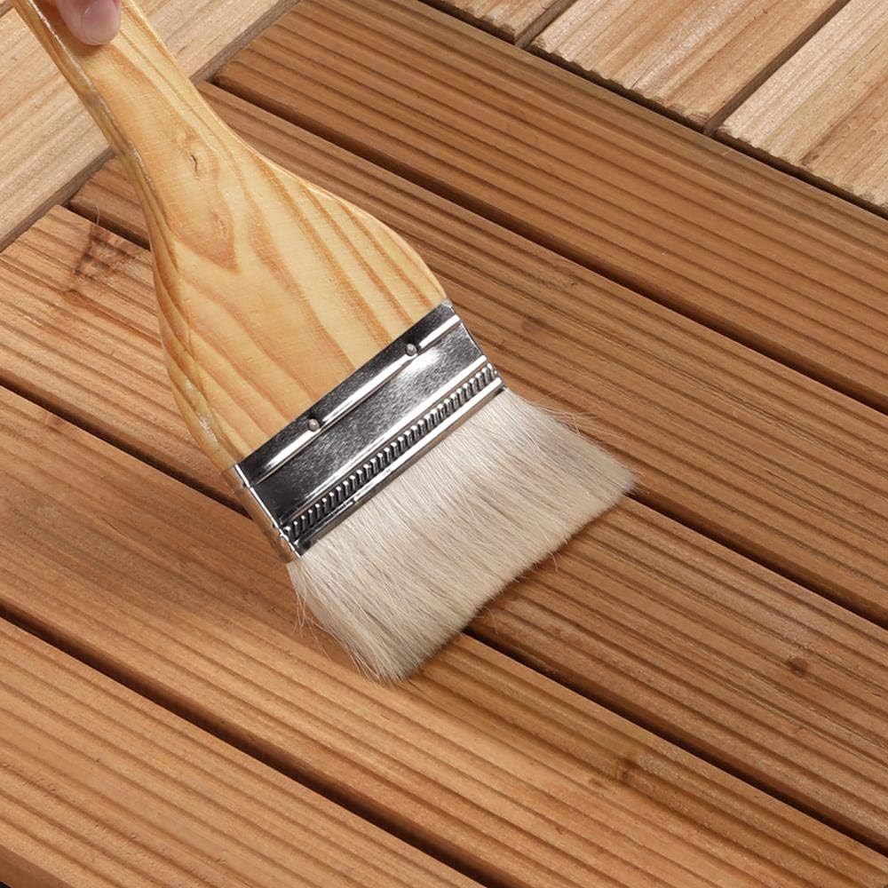 27PCS Interlocking Wood Floors Patio Decking Tiles Hardwood Deck Tiles Outdoor Flooring for Garden 12 x 12in Natural
