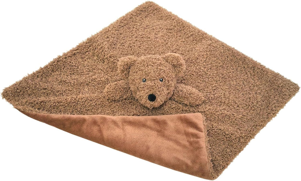 Baby Dark Brown Teddy Bear Soft Stuffed Animal Security Blanket, Plush Bear Character Lovey Blanket, Baby