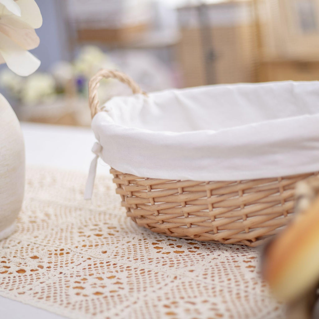 Wicker Empty Gift Basket to Fill, Wicker Storage Basket with Liner for Organizing Shelves Holiday Present Basket with