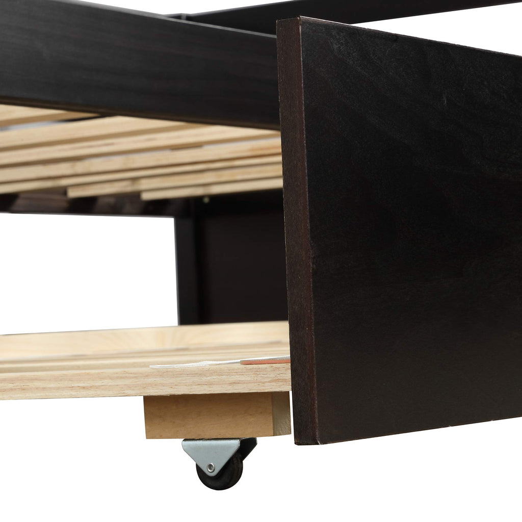 Twin Size Wood Daybed with Trundle No Box Spring Required (Espresso Trundle Daybed)