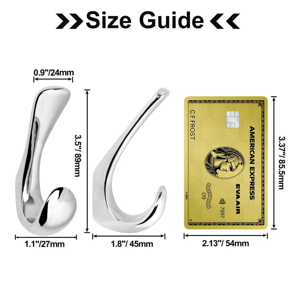 4 Pack Towel Hooks s Wall Mounted, Polished Chrome Bathroom Hooks for Towels, Robe & Towel Hook for Wall, Modern Bath