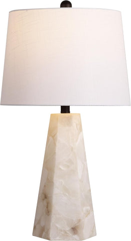 25.5" Natural/Black Modern Table Lamp, White Linen Shade, Contemporary Bedside Nightstand Lamp