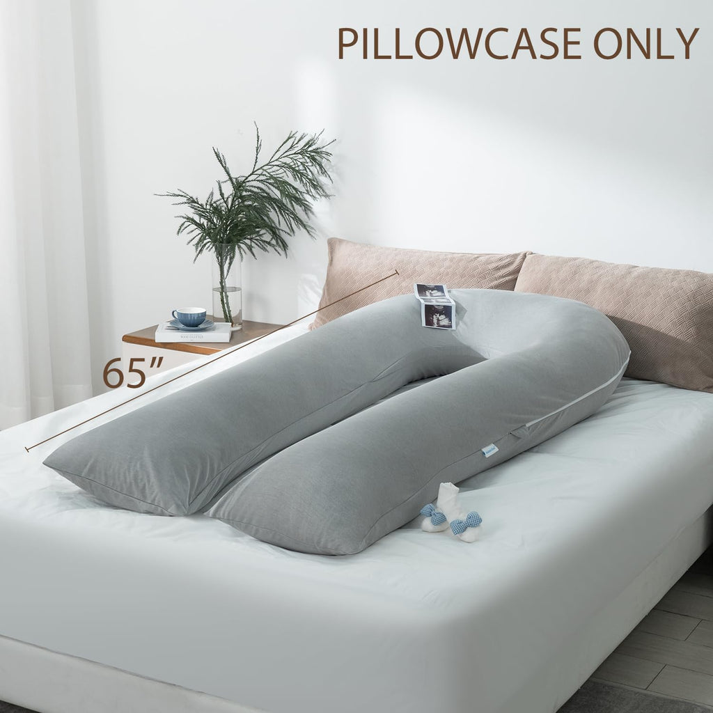 Extra Long U Shaped Pregnancy Pillow and Extra Pillowcase Grey