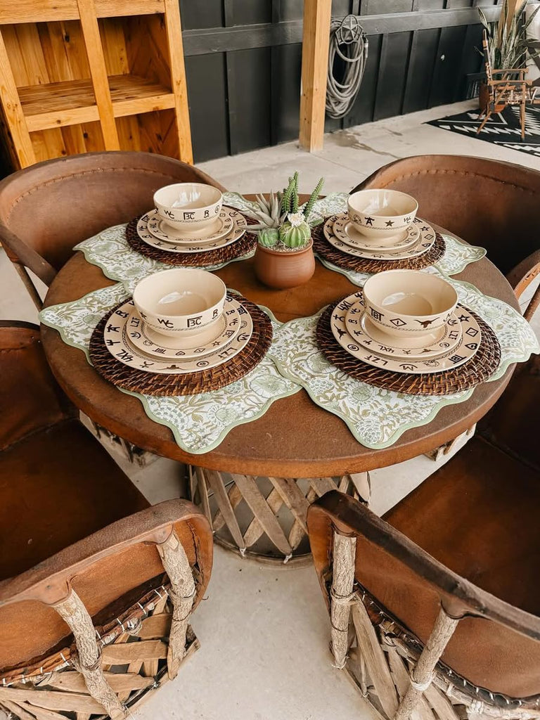 Cattle Branded Dinnerware Set 10.5"Dia.