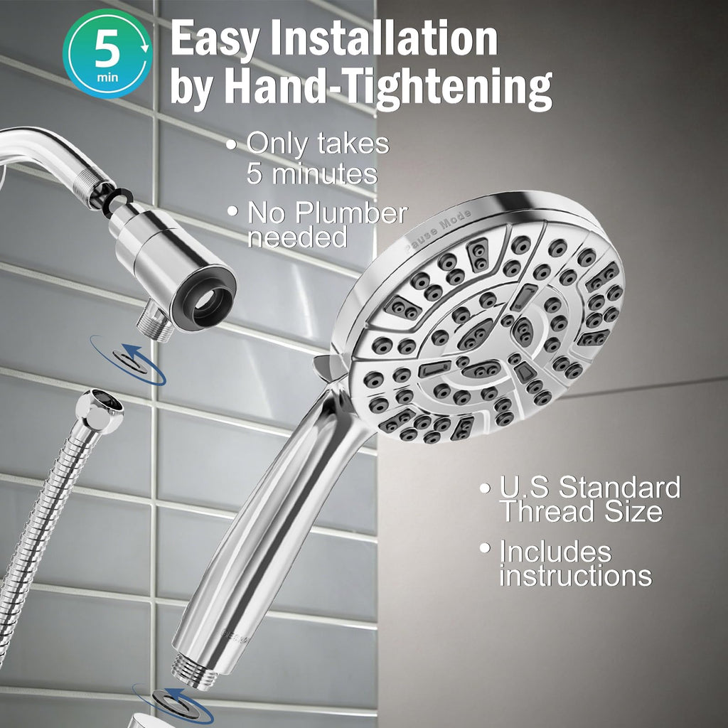 9 Settings High Pressure Magnetic Shower Head with Handheld