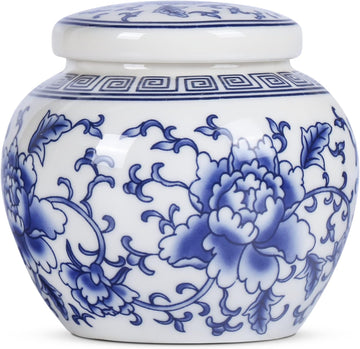 Chinese Traditional Blue and White Porcelain Ceramic Small Ginger Jar with Lid,for Tea Storage,Home Decorative,Home - Set of 3