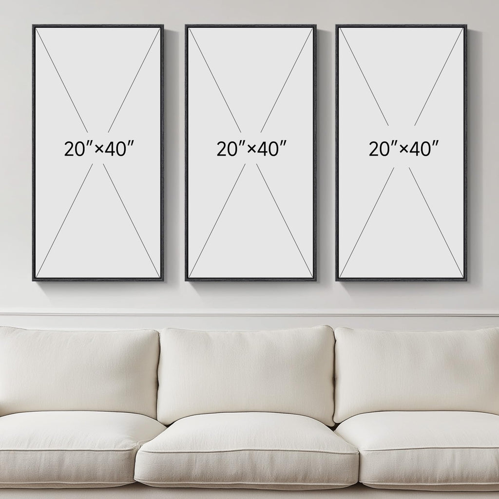 Large Framed Brown Red Abstract Wall Art, 3 Piece 20x40 In