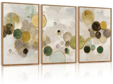 Large Framed Mid Century Modern Abstract Geometric Canvas Wall Art