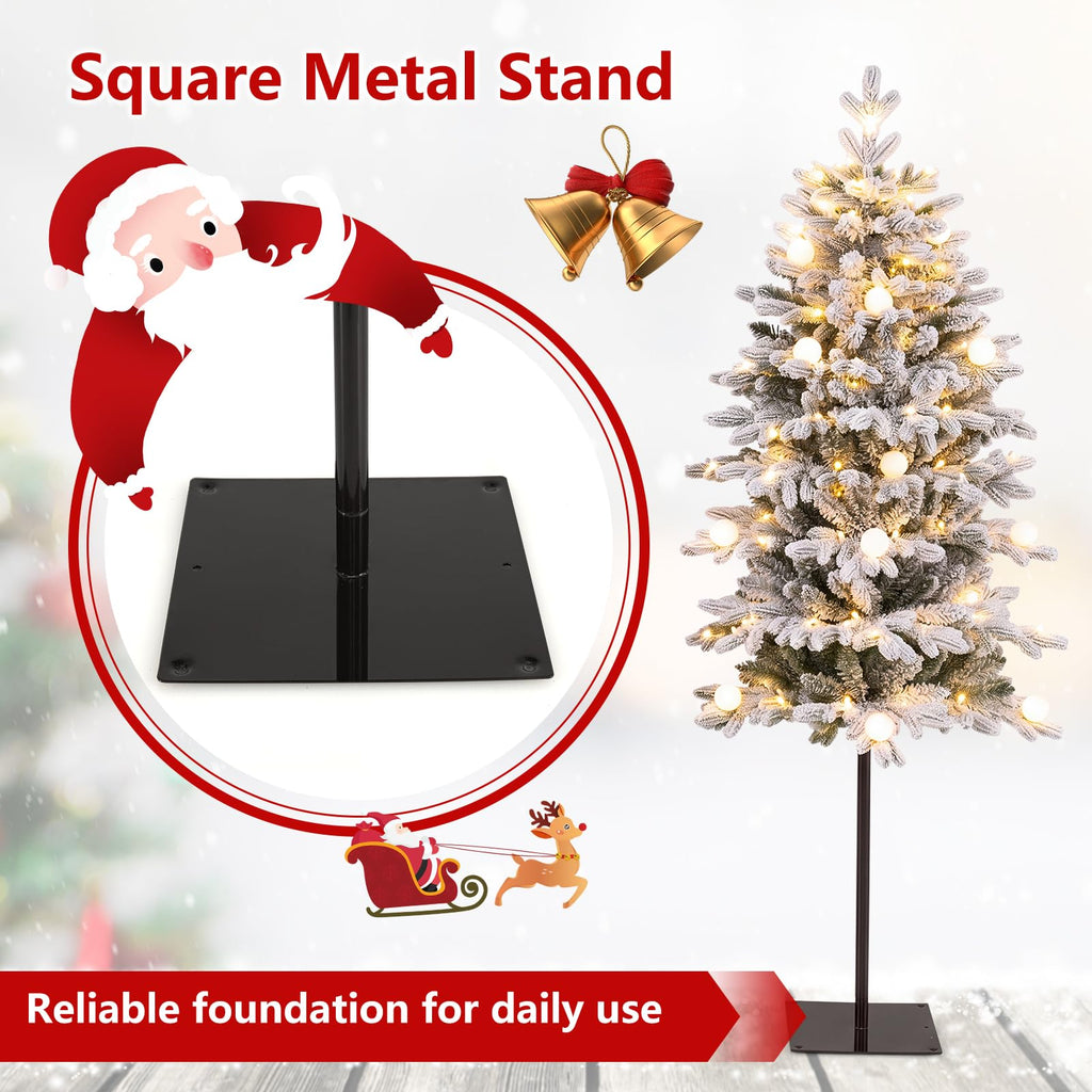 3' 4' 5' Pre-Lit Flocked Christmas Tree Set of 3, Battery Operated