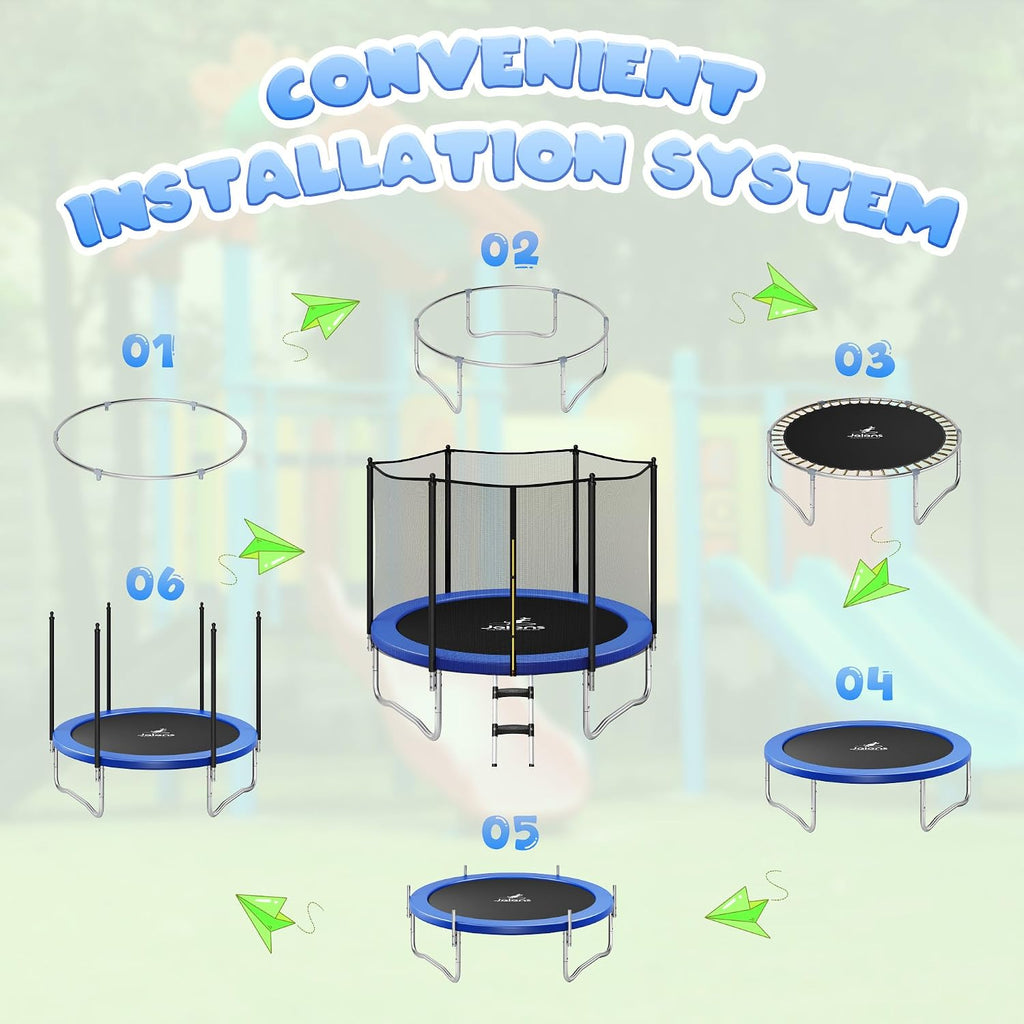 Trampoline 8FT 10FT 12FT 14FT 15FT, Outdoor Trampolines with Enclosure Net, Recreational Anti-Rust Trampolines for
