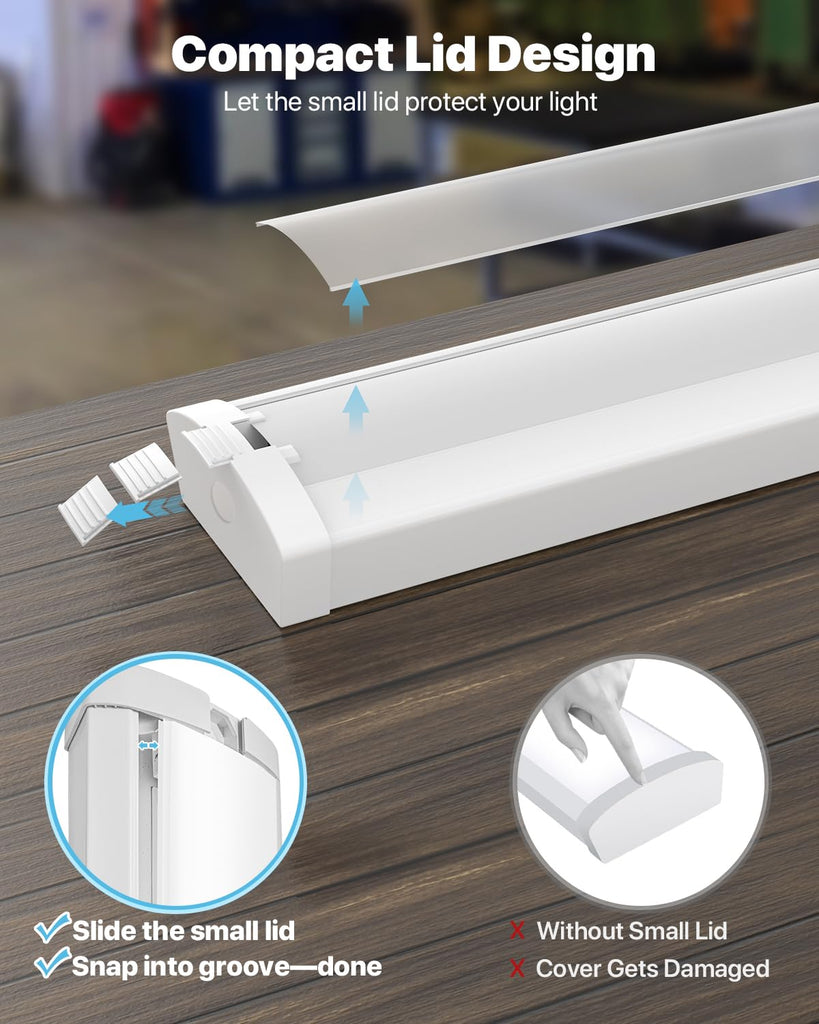 4FT LED Wraparound Light, 60W/50W/40W, 4000K 48Inch Garage Ceiling Lights Surface Mount, ETL Listed