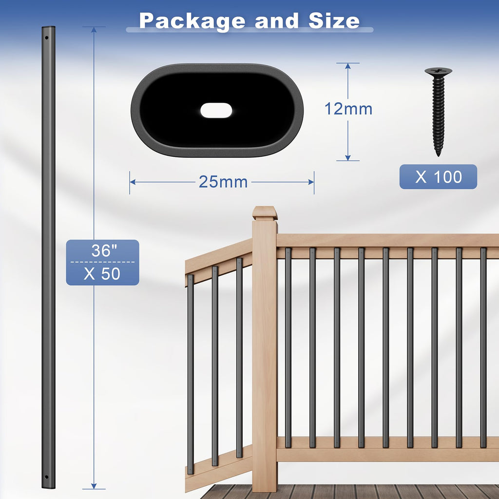 50 Pack Deck Balusters 36" Staircase Baluster for Deck Systems