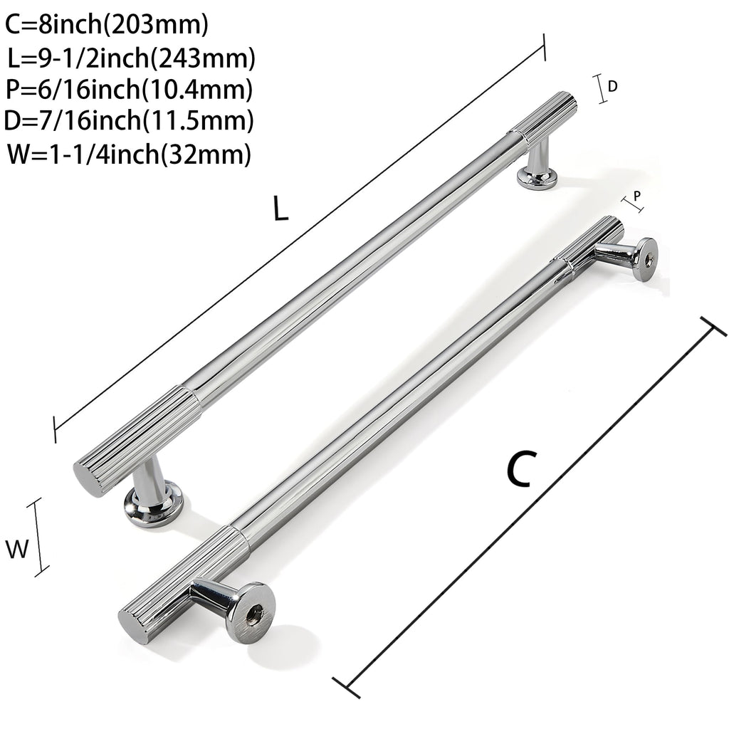 8 Inch Hole Center 2 Pack Polished Chrome Heavy Duty Solid Cabinet Pulls, Kitchen Drawer Handles, for Dresser