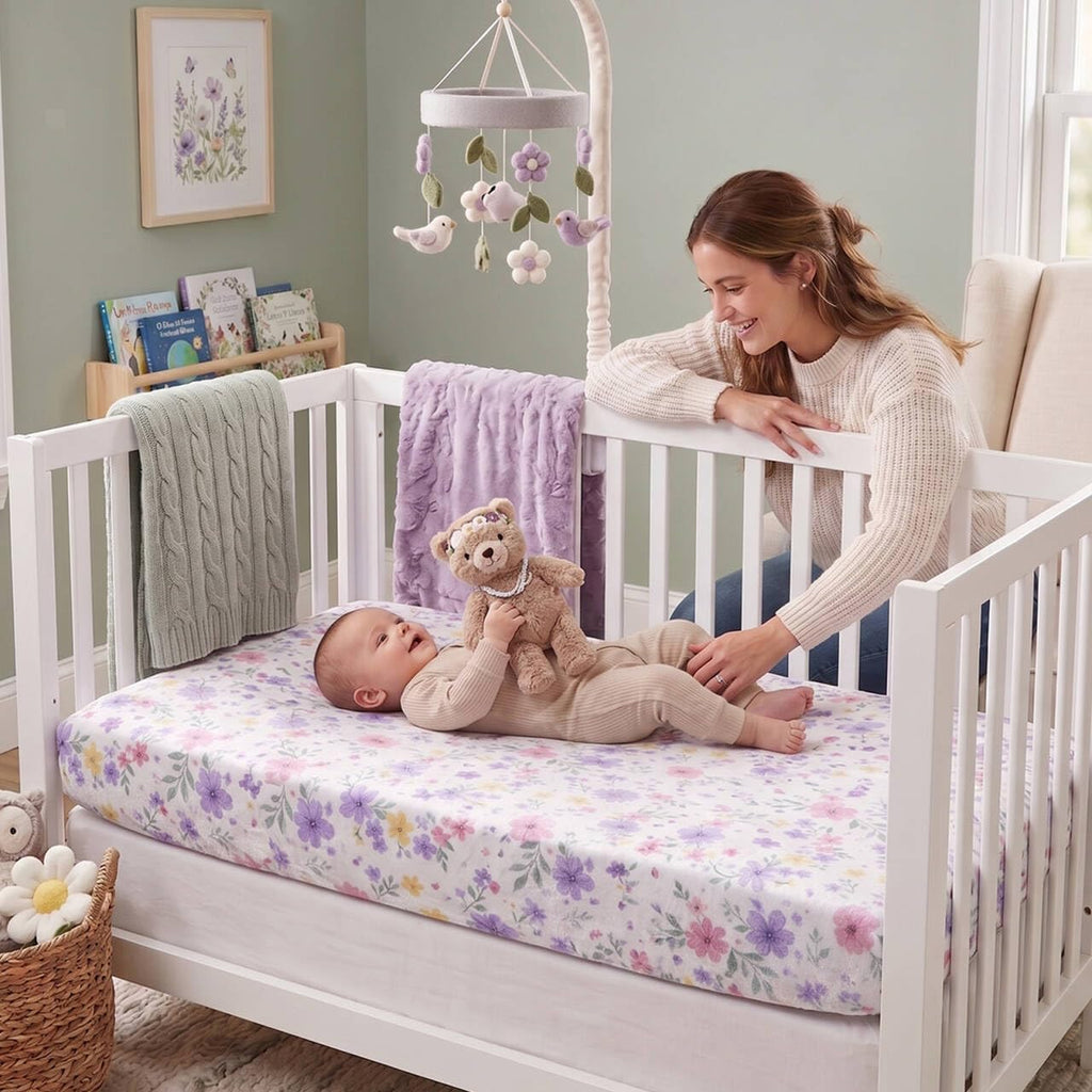 2 Pack Flannel Fleece Crib Sheets, Blossom