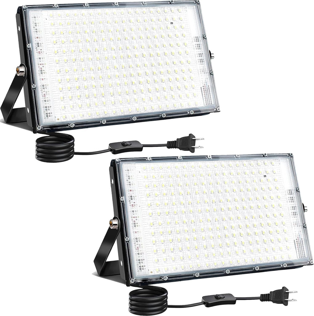 LED Flood Lights Outdoor, 2 Pack 150W 15000LM Bright Exterior Floodlight, IP65 Waterproof LED Work Lights, 6500K