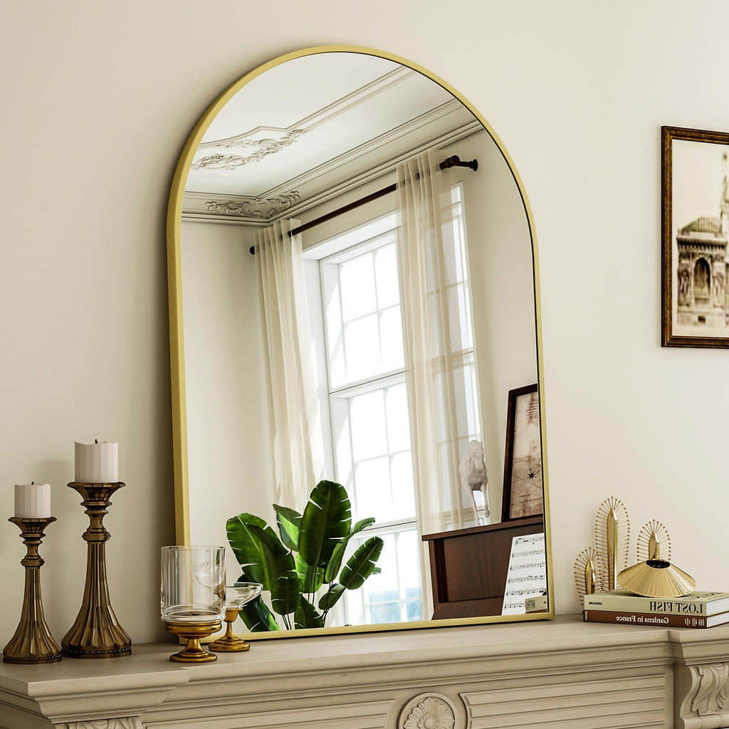 Arch Bathroom Mirror, 20x30 inch Arched Bathroom Mirror/Wall Mounted Vanity Mirror - Arch Metal Frame Wall Mirror