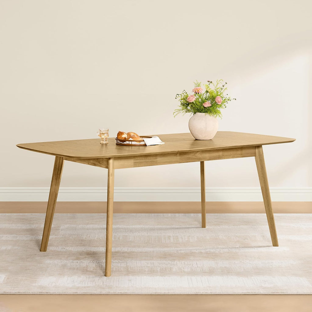 59"-75" Extendable Dining Room Table for 4-6, Modern Wood Dining Table for Small Spaces, Kitchen, Space Saving Hidden