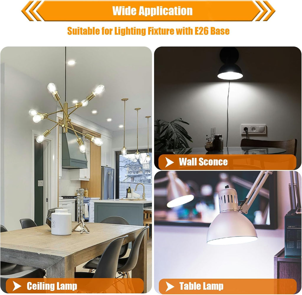 Dimmable LED Edison Bulb 40W Equivalent, 5000K Daylight, 12 Pack