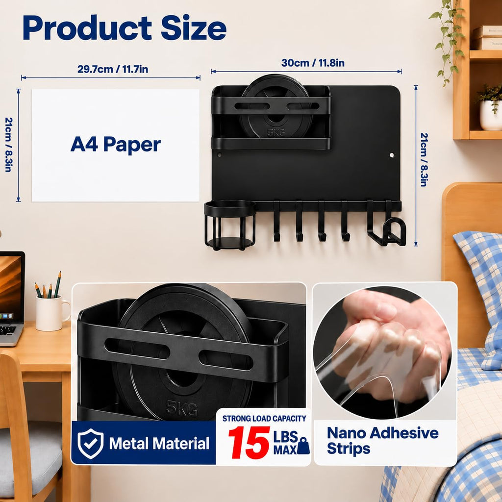 Floating Bedside Wall Shelf, Metal: Wall Organizer for College Dorm Decor