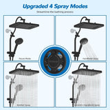CUPC Certified 13'' Shower Head Combo, High Pressure 5 Spray Rainfall Showerhead, 10 Spray Mode Handheld
