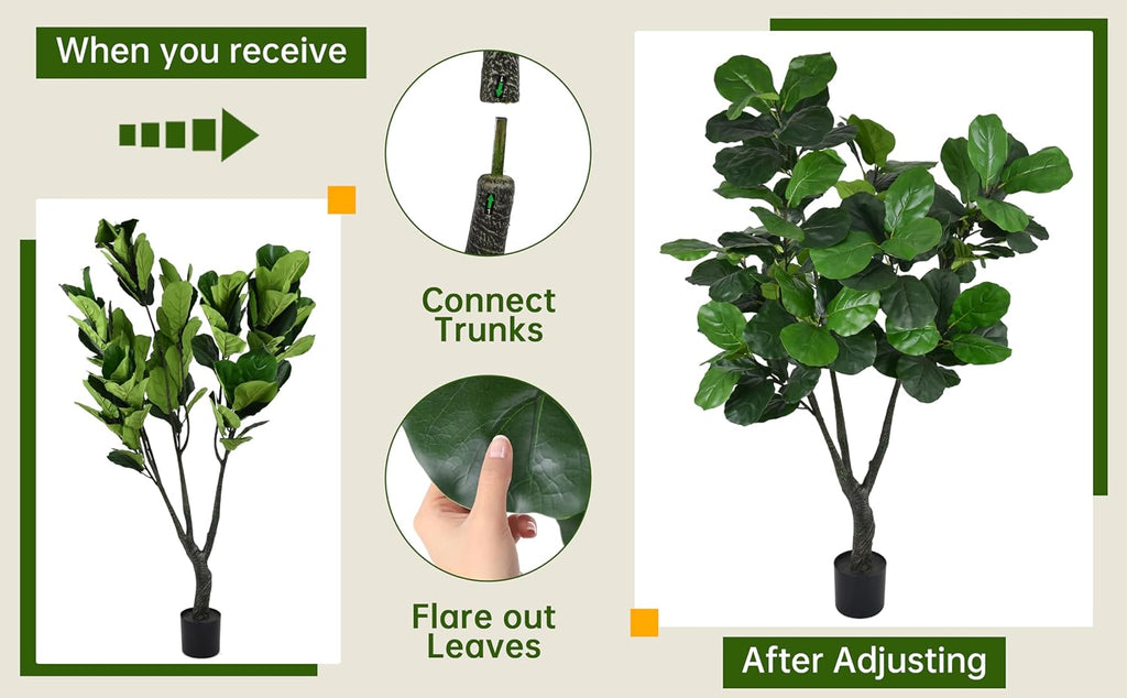 Artificial Fiddle Leaf Fig Tree 7FT with Thick 110 Leaves Lifelike