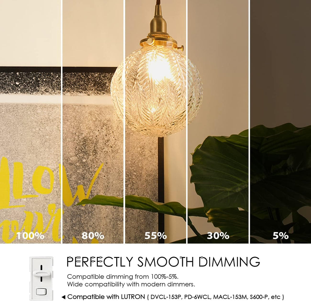 G14 LED Filament Globe Bulb 5.5W(60W Equivalent), Dimmable 2700K Warm White E26 Screw Base, Decorative Edison Light