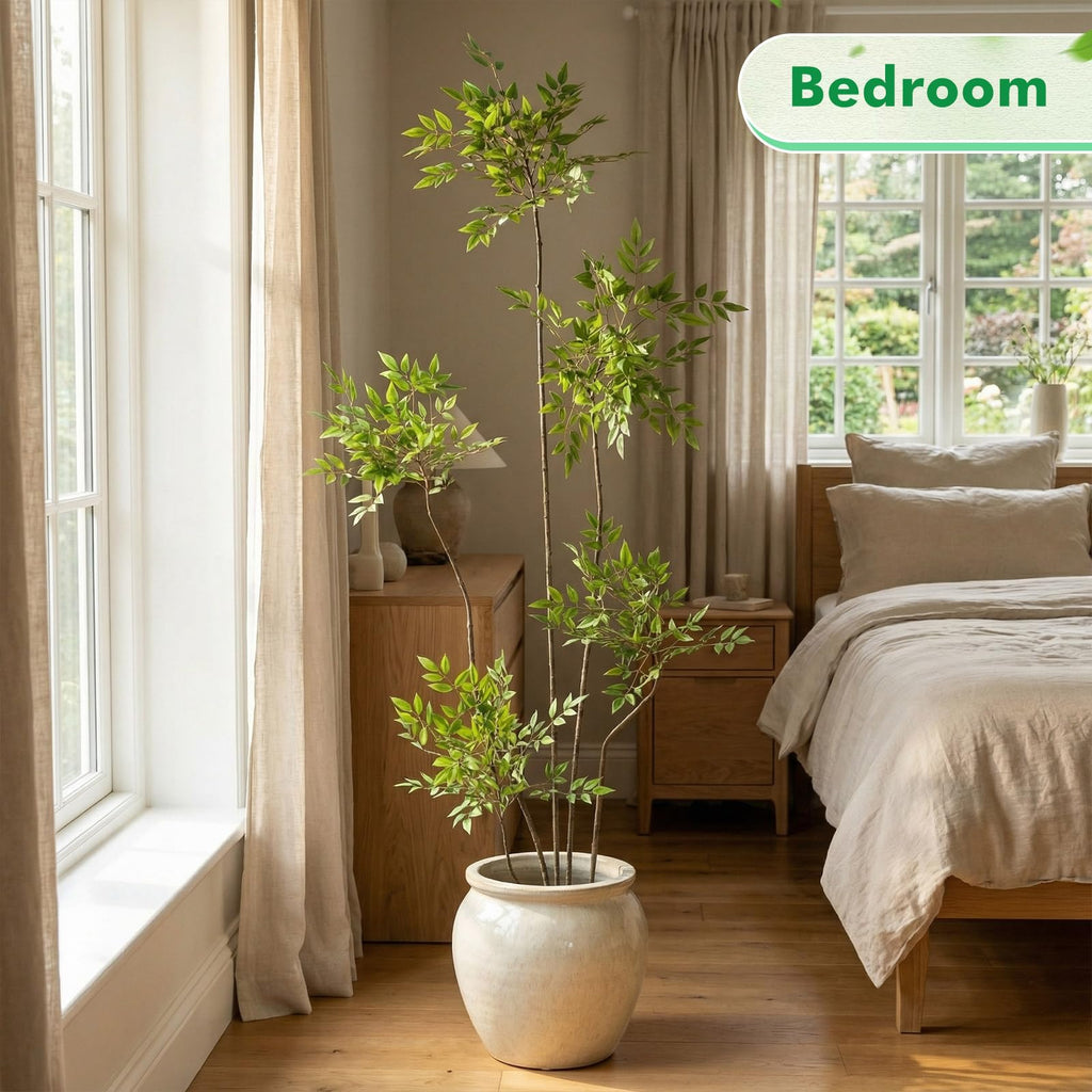 7ft Faux Bamboo Tree Nandina, Artificial Floor Plant, Green