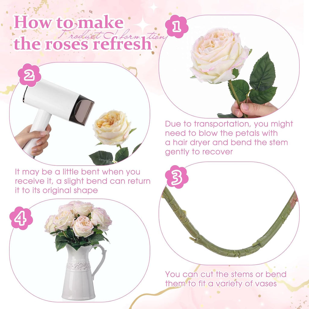 Peonies Artificial Realistic Touch Flowers, Flesh Pink - Set of 10