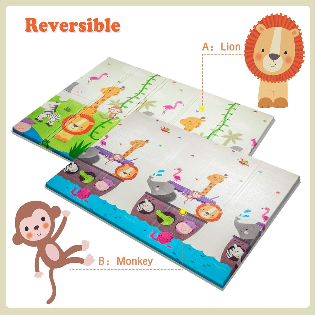Baby Play Mat, Extra Large Foldable Playpen Mat, Reversible Foam Play Mat for Babies and Toddlers 6-12 Months