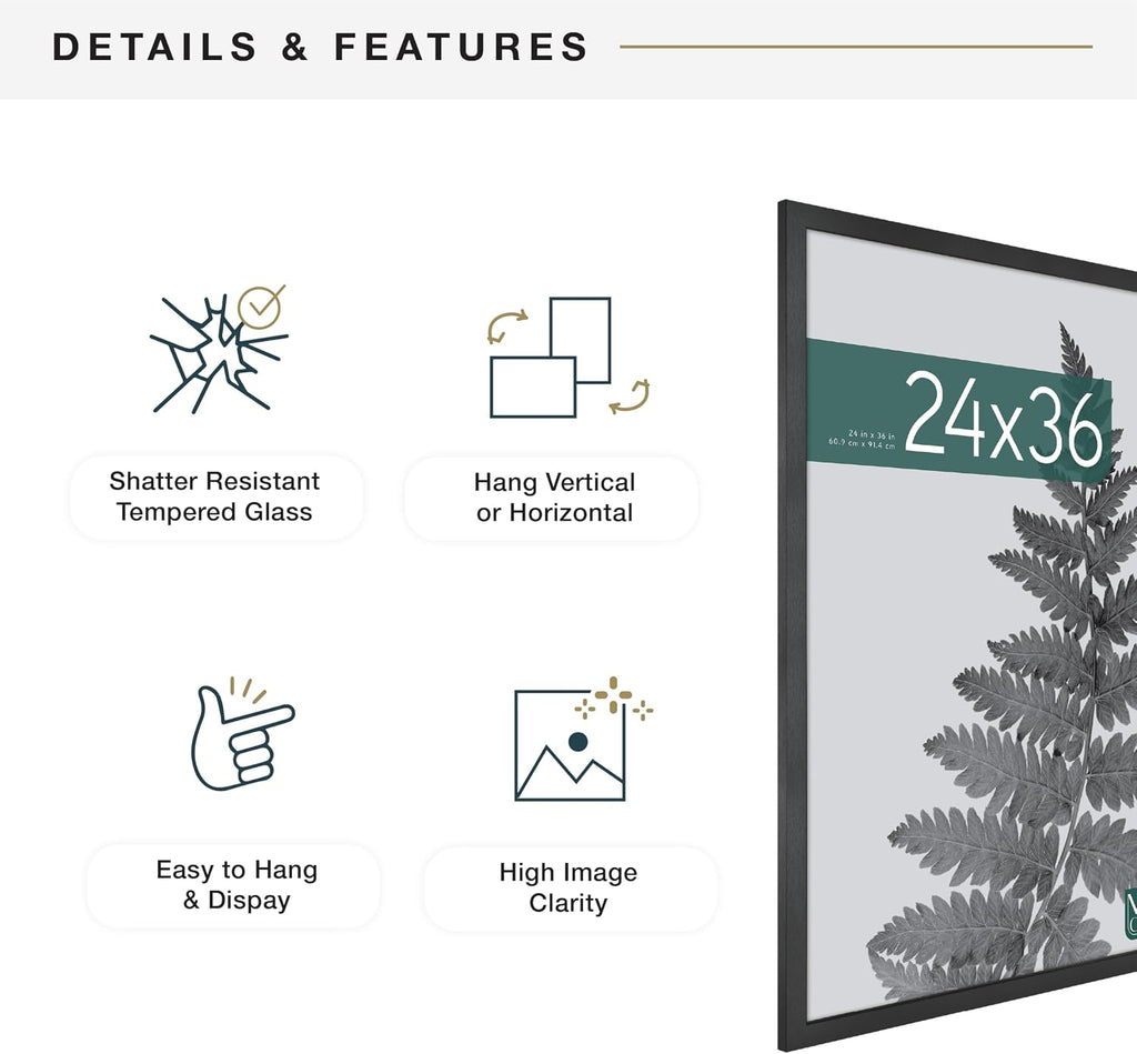 Studio Gallery Movie Poster Frame, 24x36, Black Woodgrain, 2-Pack | Studio Gallery Movie Poster Frame For Photos &