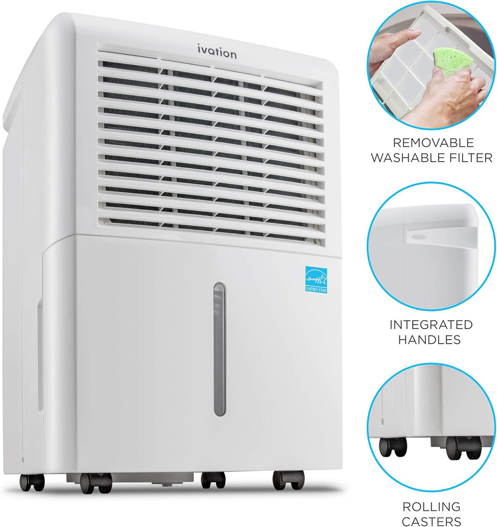 4,500 Sq Ft Smart Wi-Fi Energy Star Dehumidifier with App, Continuous Drain Hose Connector, Programmable Humidity