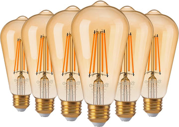 6 Pack Vintage LED Edison Bulbs ST64 Dimmable Led Light Bulb 2200K
