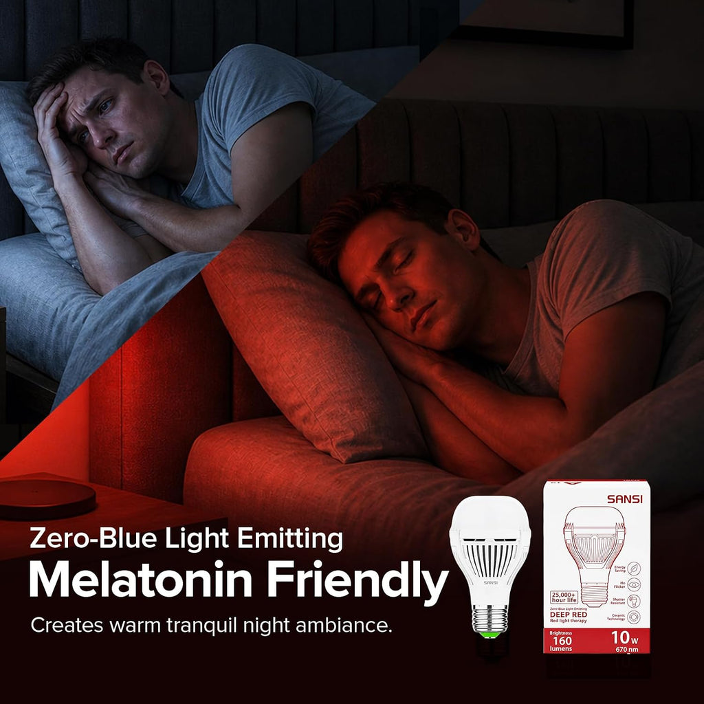 670nm Red Light Bulbs for Sleep, 10W 160 Lumen A19 E26 Red Bulb, 1 Pack