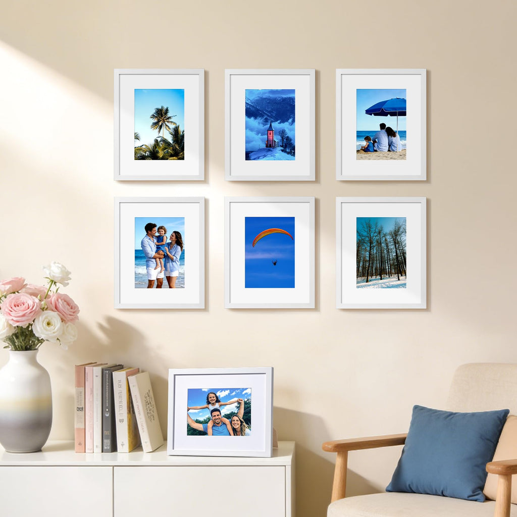 8x10 Picture Frames Set of 10, Wall or Tabletop Display, White