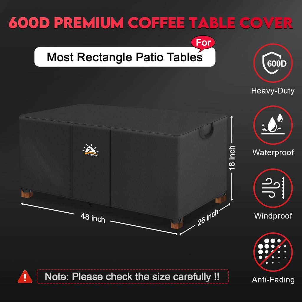 Outdoor Coffee Table Cover - Coffee Table Cover Rectangle Waterproof & Heavy Duty, Patio Table Covers for Side