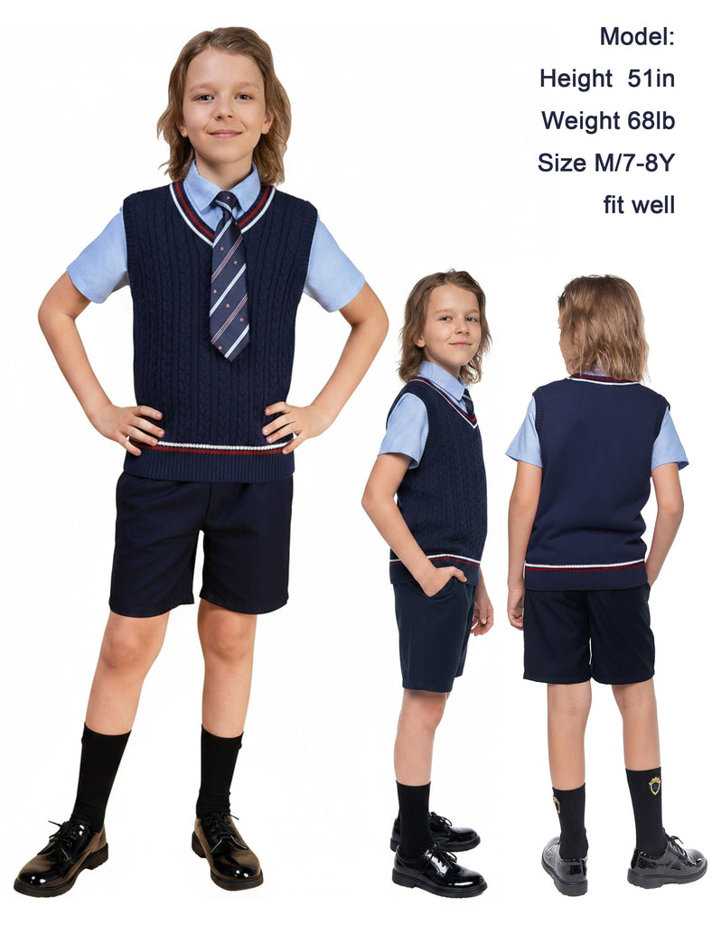 Cotton Kids Uniform Vest Sleeveless Knit Pullover