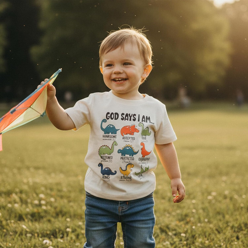 Toddler Little Boy Summer Dinosaur Clothes Funny Letter T Shirt Tops