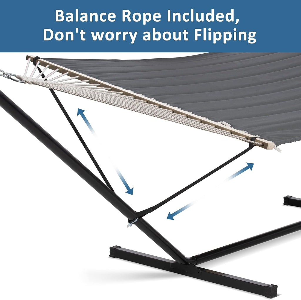 2 Person Hammock with Stand, 475 lbs Capacity, Dark Grey | Heavy Duty Portable Hammocks, Heavy Duty Hammock with Stand