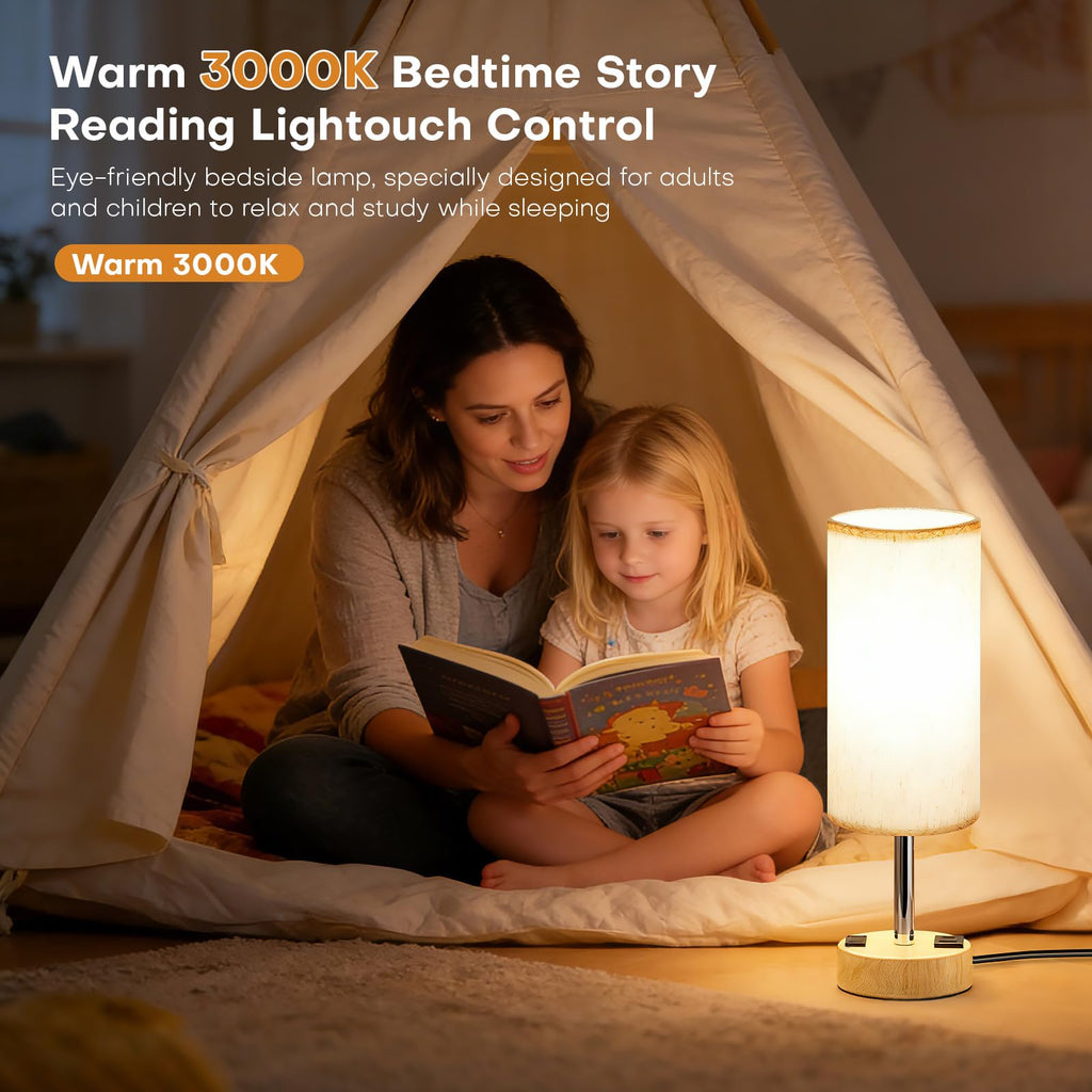 Table Lamp, Touch Nightstand Lamp with 10W USB Charging 2PCS