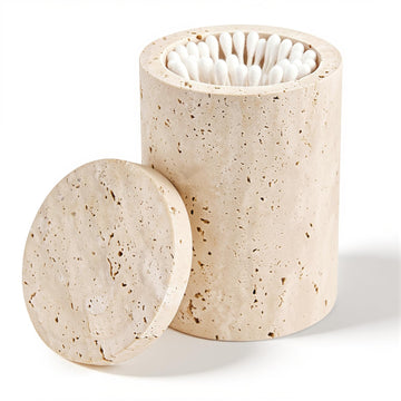 Lidded Marble Canister, Non-slip Natural Marble Bathroom Container