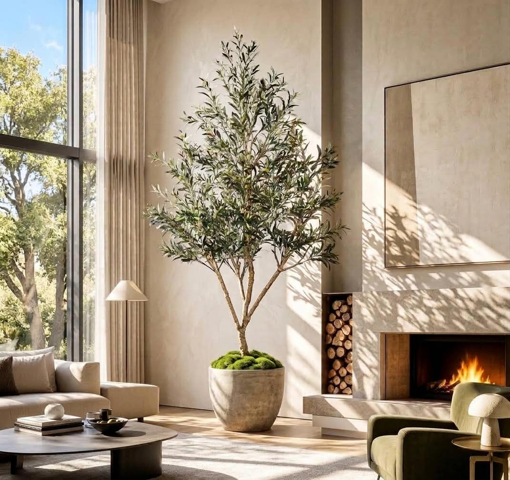 8FT Artificial Olive Tree with Thick Trunk & Realistic Leaves