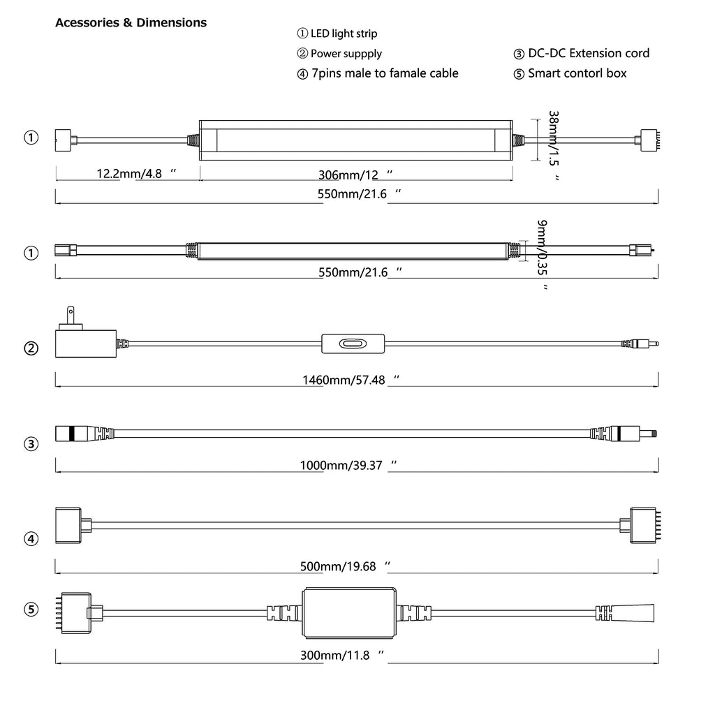 Smart LED Under Cabinet Lights, RGBW 6-Bar Kit