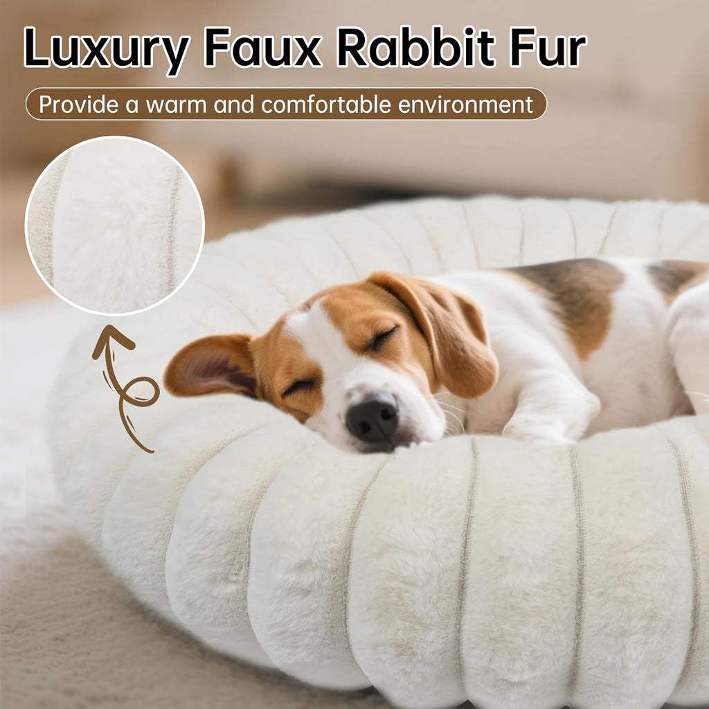 Donut Small Medium Dog Bed Washable Kitty & Puppy Bed, White