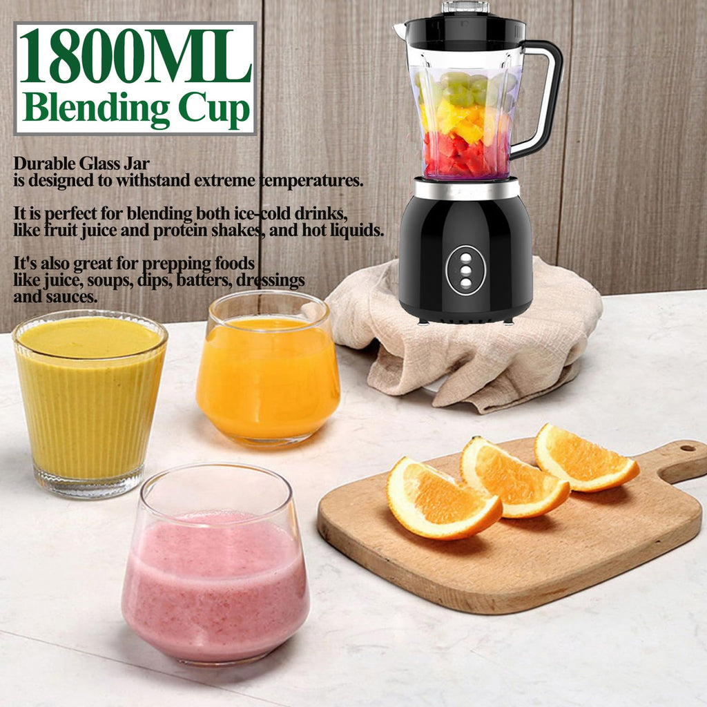 4-in-1 Kitchen Mixer, 800W Blender Food Processor & Grinder with 2 Speeds