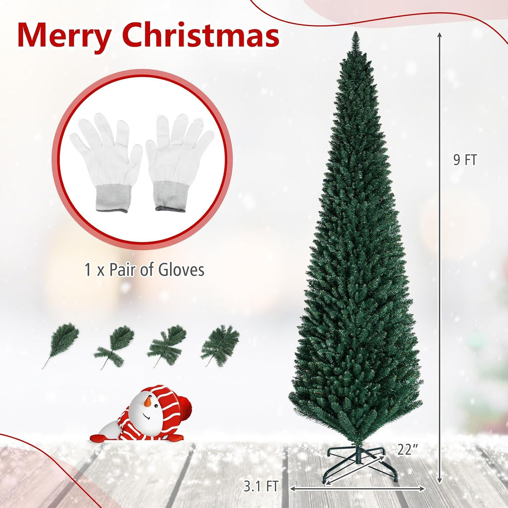 Artificial Slim Pencil Christmas Tree with 1500 Lush Branch Tips