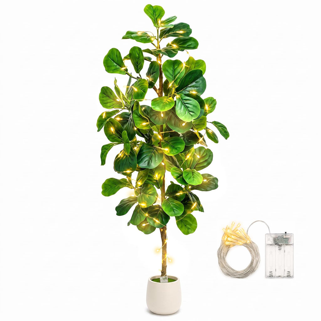 6Ft Artificial Fiddle Leaf Fig Tree Tall Fake Plants Indoor Faux Trees