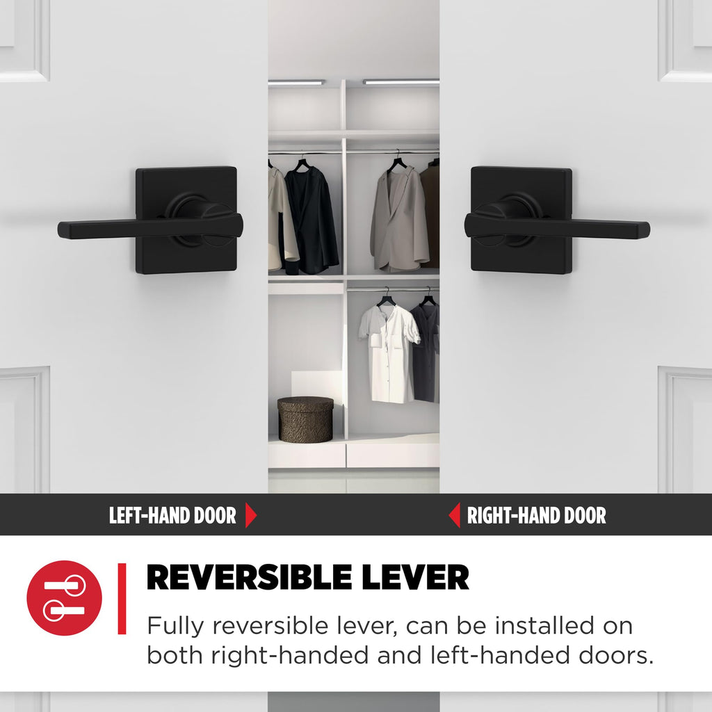 Casey Passage Door Lever, Matte Black
