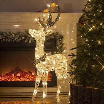 48" Pre-Lit Christmas Reindeer Outdoor Decorations Lighted Deer